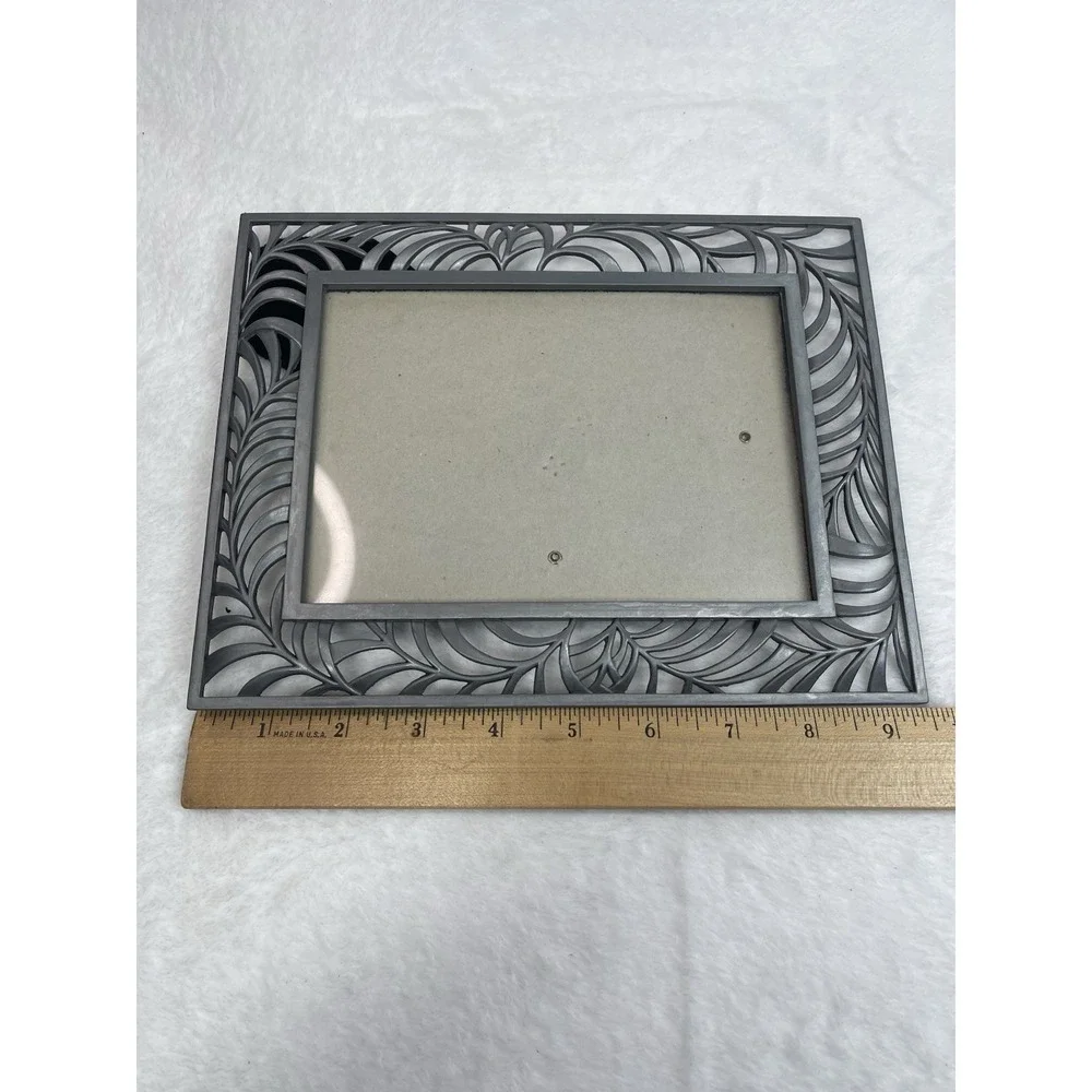 Set of 2 Pewter Tone Filigree Metal Photo Frames Ornate Scroll 5x7 4x6